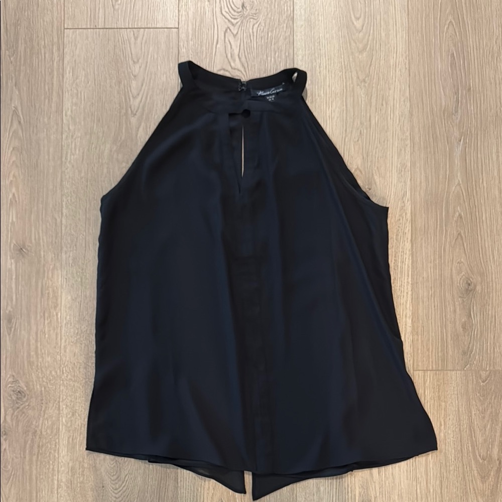 Kenneth Cole New York Black Sleeveless key hole Front Blouse Medium
